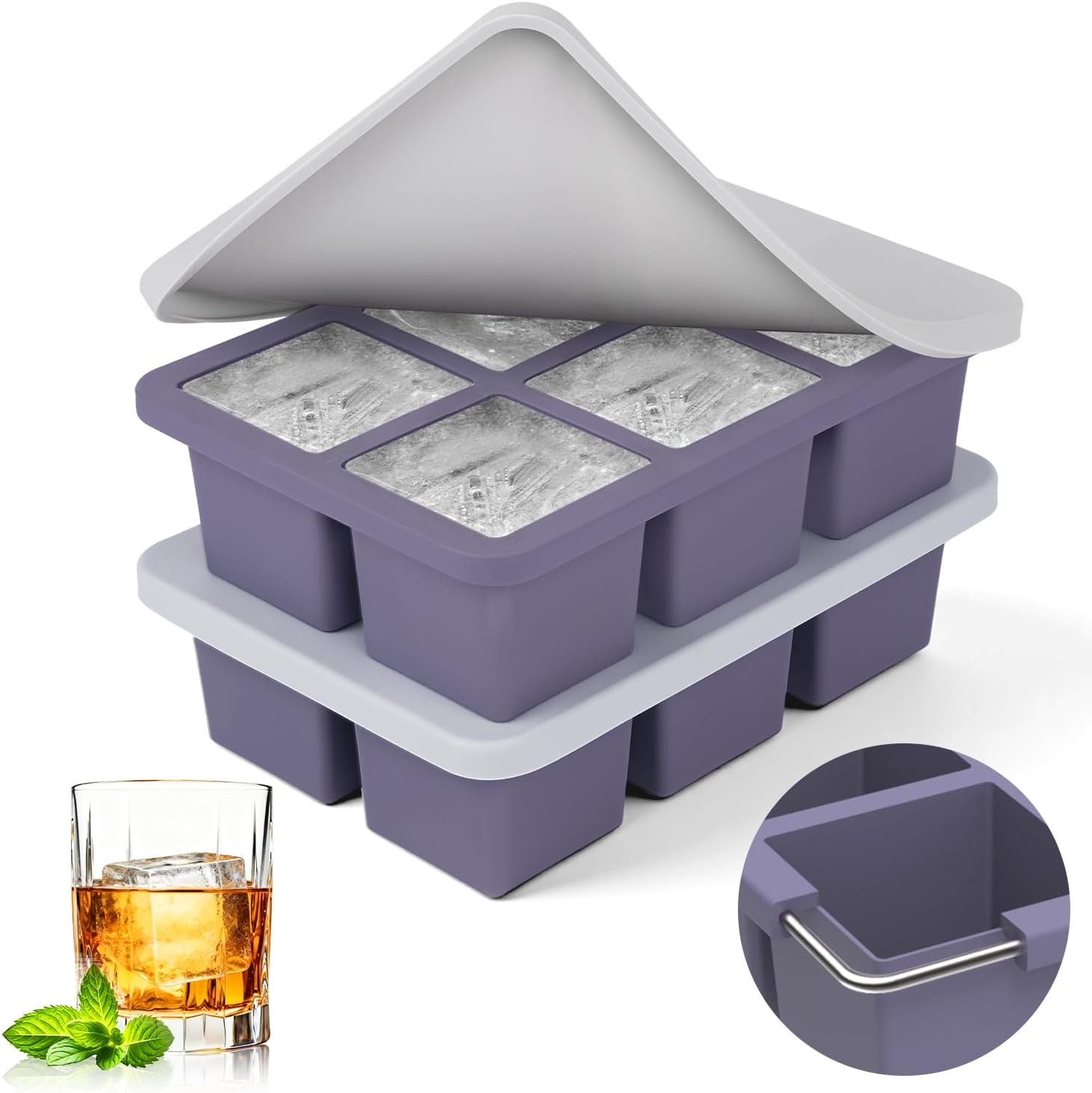 Silicone Mold Tray - 2pack Large Silicone Ice Cube Tray