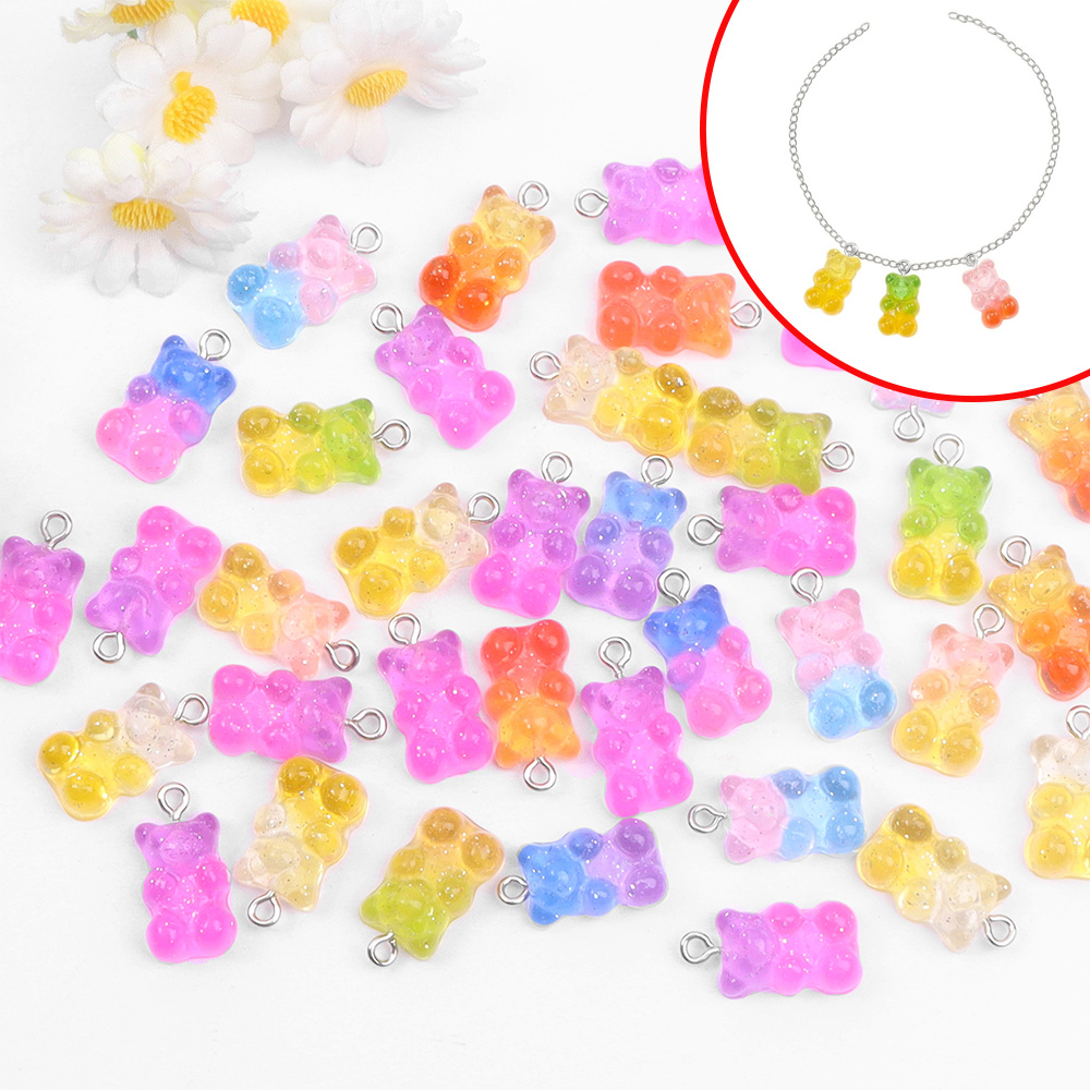 Resin Craft Supplies - 60pcs Dual Color Resin Bear Shaped