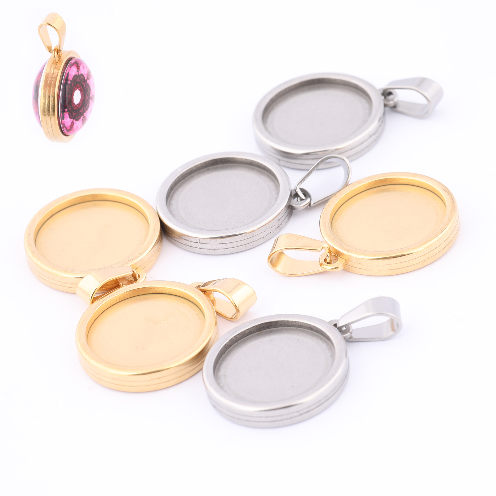 5pcs Stainless Steel Gold Plat - Bezels Set Pendant recensione e prezzo