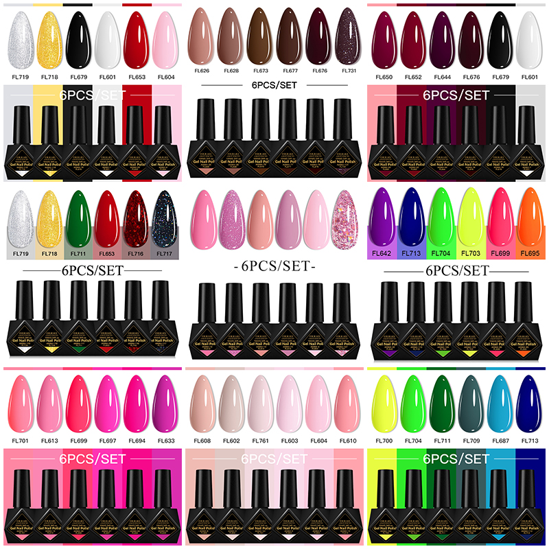 6Pcs/Set 10ML Gel Nail Polish  - Resin Glitter Pack recensione e prezzo