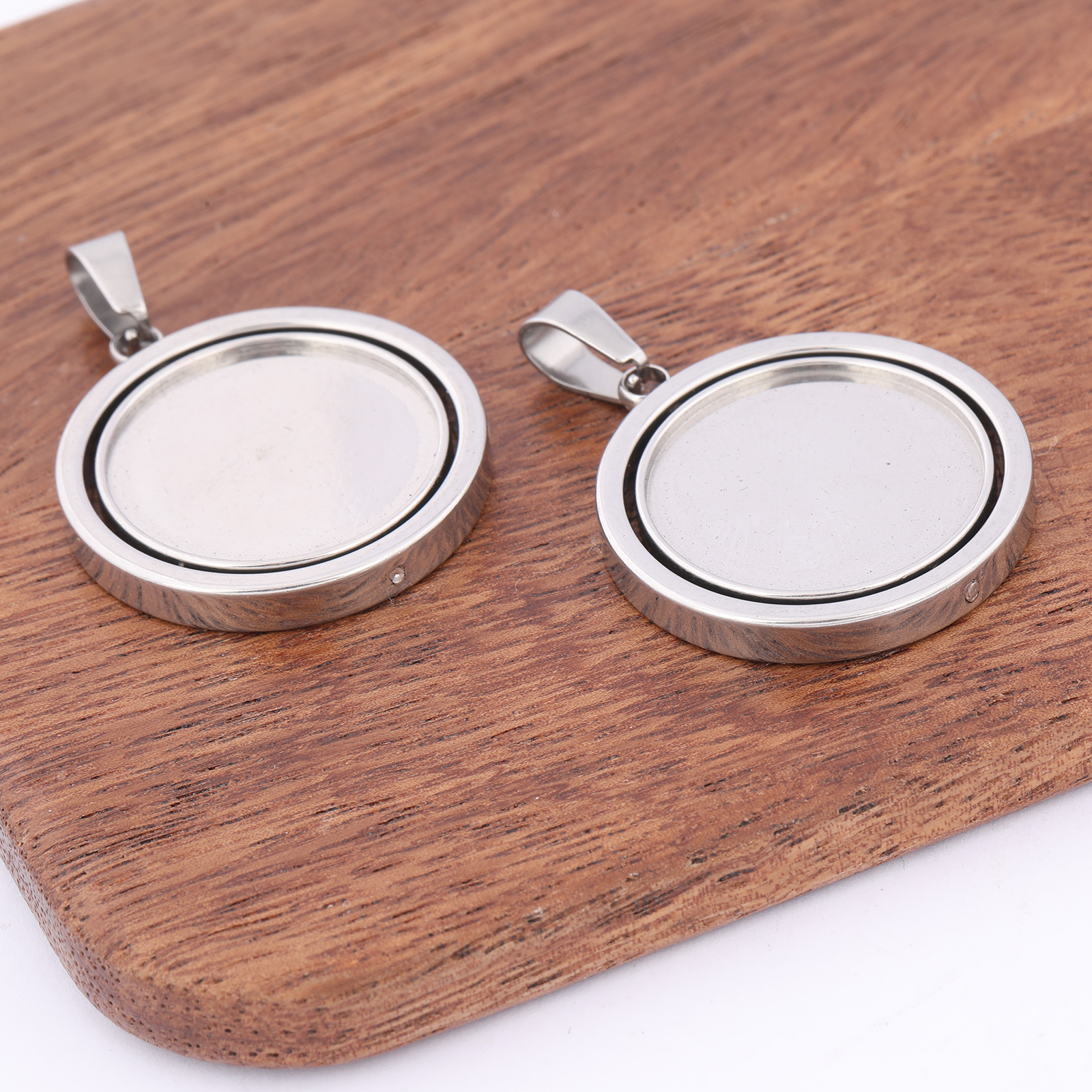 3pcs Stainless Steel  Rotatabl - Bezels Set Pendant recensione e prezzo