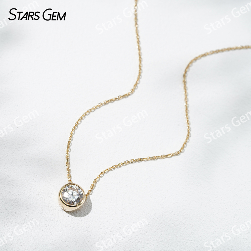 18K Gold 6.4mm 1.0ct Round Bri - Bezels Set Pendant recensione e prezzo