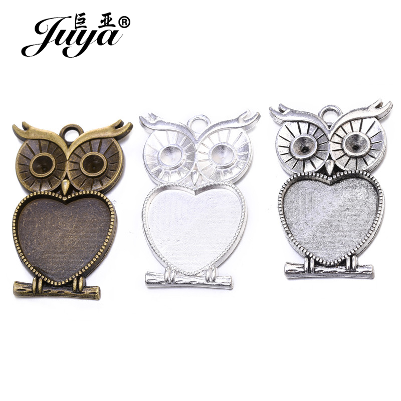 5pcs/lot 25mm Heart Shape Owl  - Bezels Set Pendant recensione e prezzo