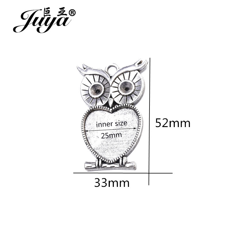 5pcs/lot 25mm Heart Shape Owl  - Bezels Set Pendant recensione e prezzo