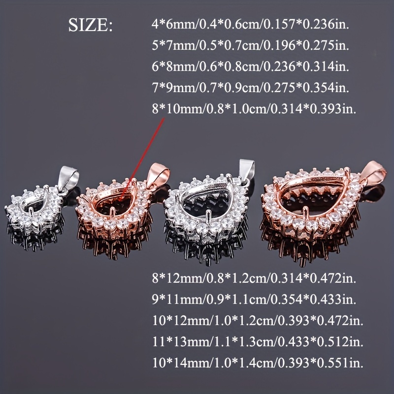 1pc Rose Golden Silvery Tear D - Bezels Set Pendant recensione e prezzo