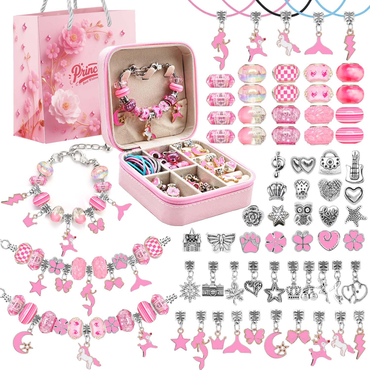 68pcs pink beaded jewelry set, - Resin Jewelry Kit recensione e prezzo
