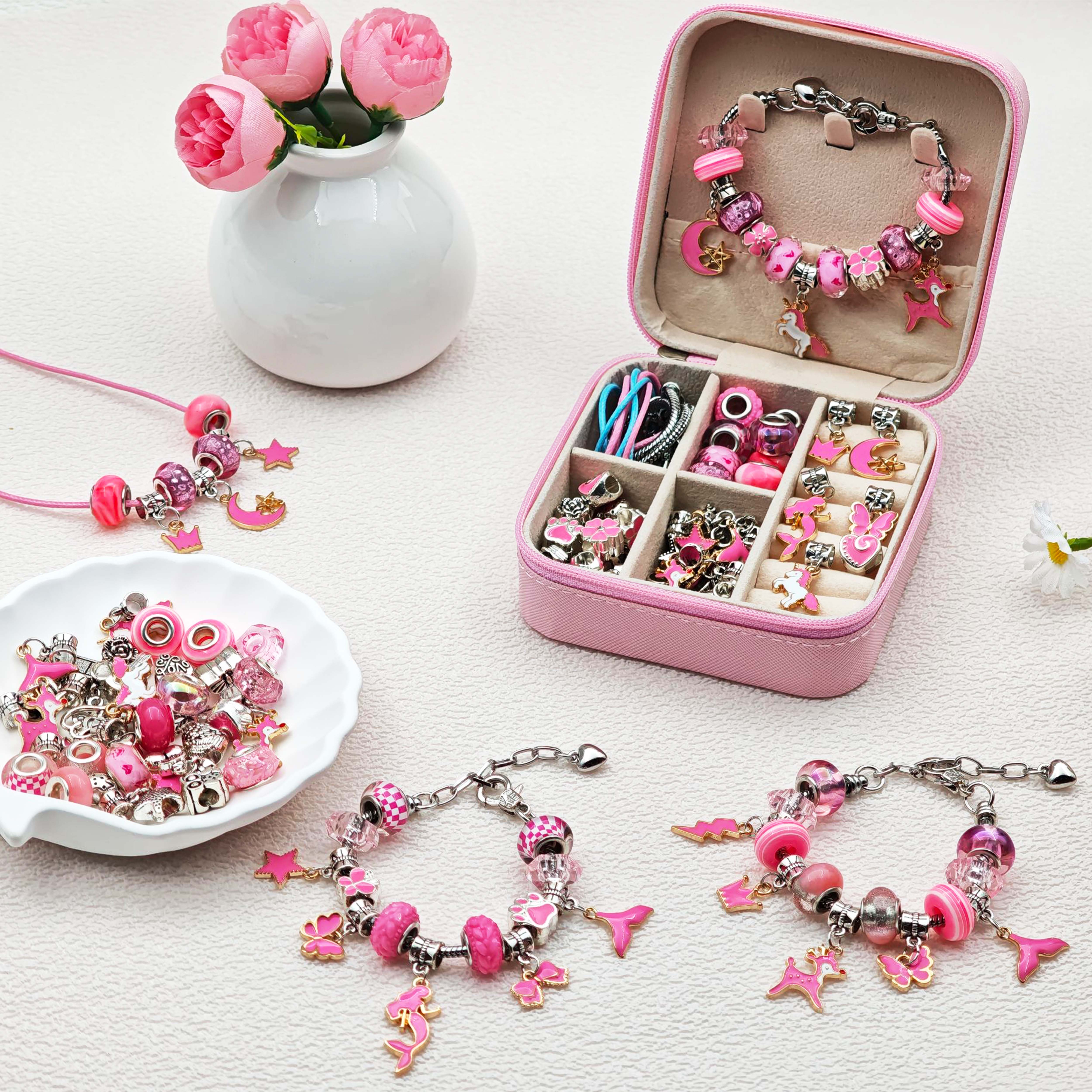 68pcs pink beaded jewelry set, - Resin Jewelry Kit recensione e prezzo