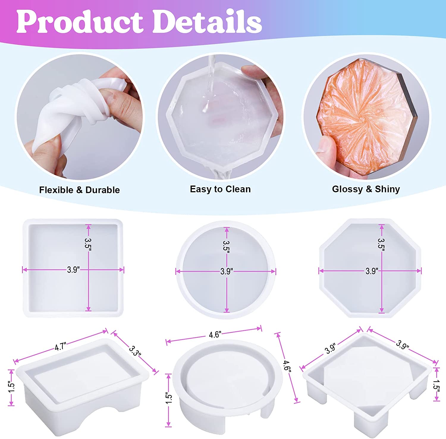 Coaster Resin Molds Silicone,  - Coaster Mold Round recensione e prezzo
